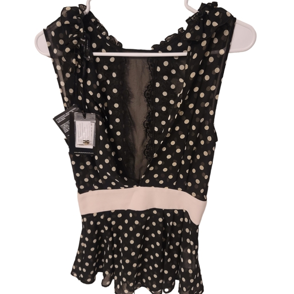 Elisabetta Franchi Italian Top Silk Lace Sz S (40)Runway Polka high neck polka - Picture 6 of 6